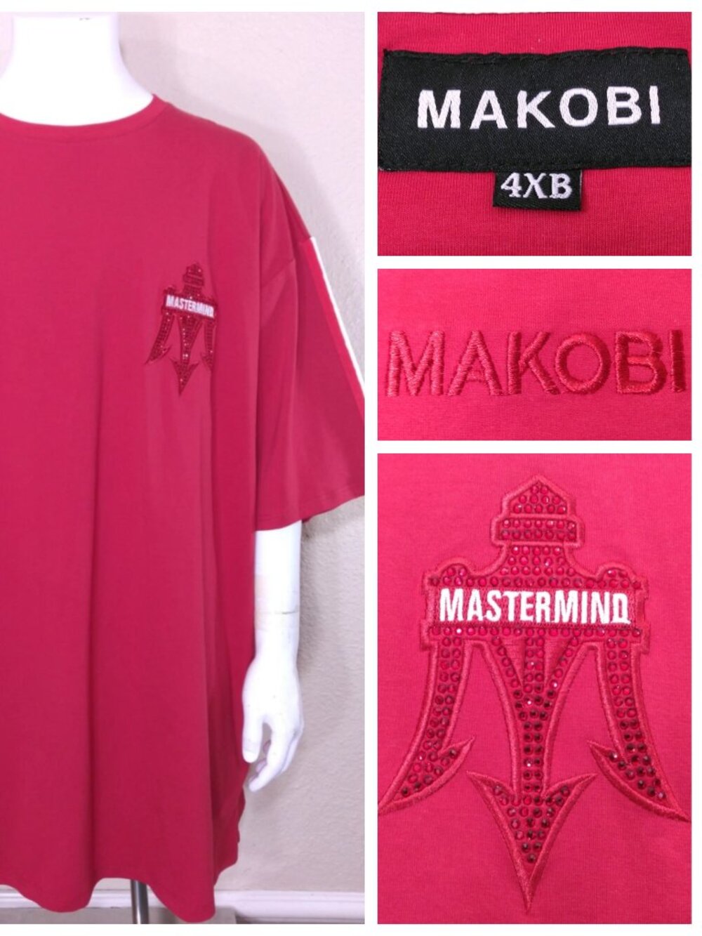 MAKOBI T-Shirt 4XB Mastermind MASERATI 4X Big & Tall XXXXL Crew Neck Tee MENS SS